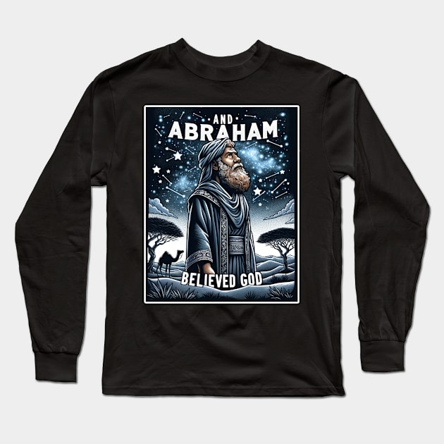 Starry Night Faith - Abraham's Trust in Divine Promise Long Sleeve T-Shirt by Reformed Fire